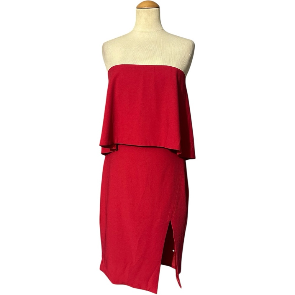 Do + Be Strapless Bodycon Midi Dress Red Size Medium